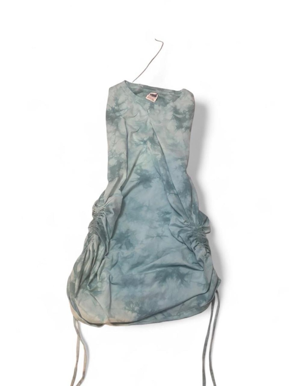 PINK Sleeveless Tie-Dye Ruched Side Mini Dress - Blue